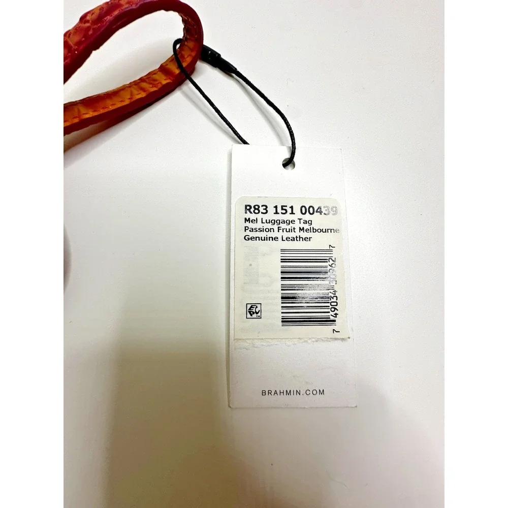 NEW Brahmin Mel Luggage Tag Passion Fruit Melbourne Leather Embossed Crocodile